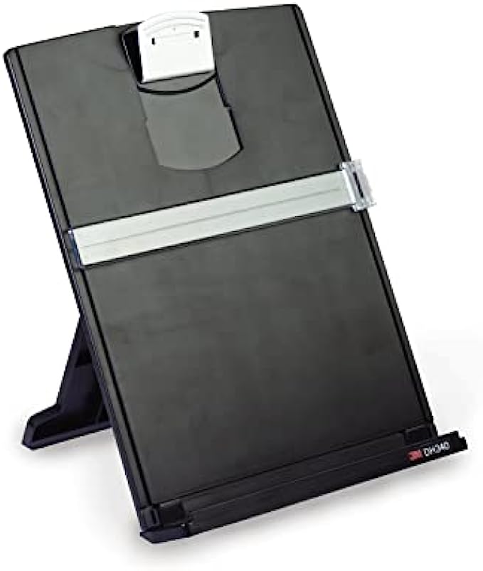 3M Desktop Document Holder Copy Holder, Adjustable Clip Holds Portrait and Landscape Documents for Easy Viewing, Bottom Ledge Has Lip to Keep up to 150 Sheets Securely in Place, Black DH340MB