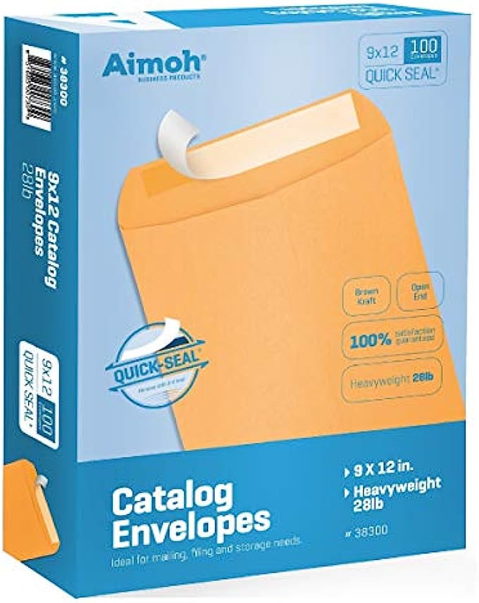 9 X 12 Self-Seal Brown Kraft Catalog Mailing Envelopes - 28lb - 100 Count, 9x12 Inch 38300