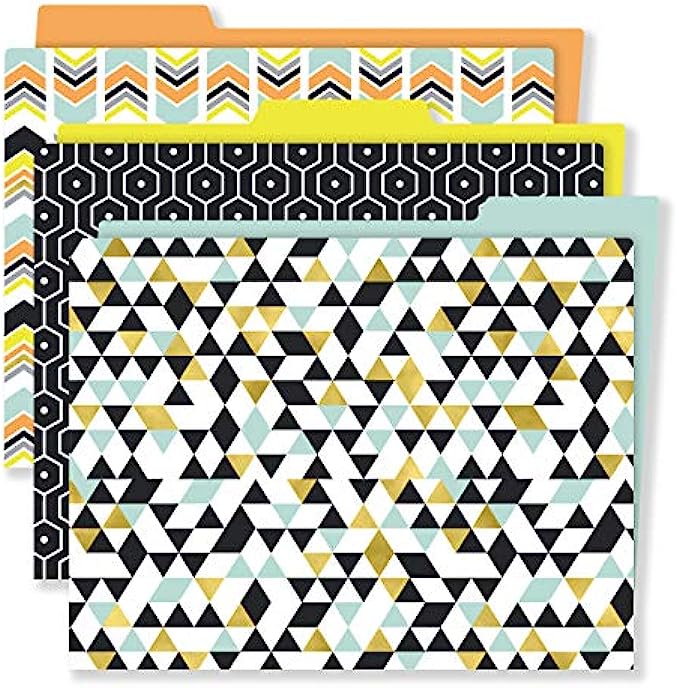 Carson Dellosa Aim High Decorative File Folders—11.75" x 9.5" Multi-Pattern Colored File Folders for Filing Cabinet, Office or Classroom File Organization 6-Pack
