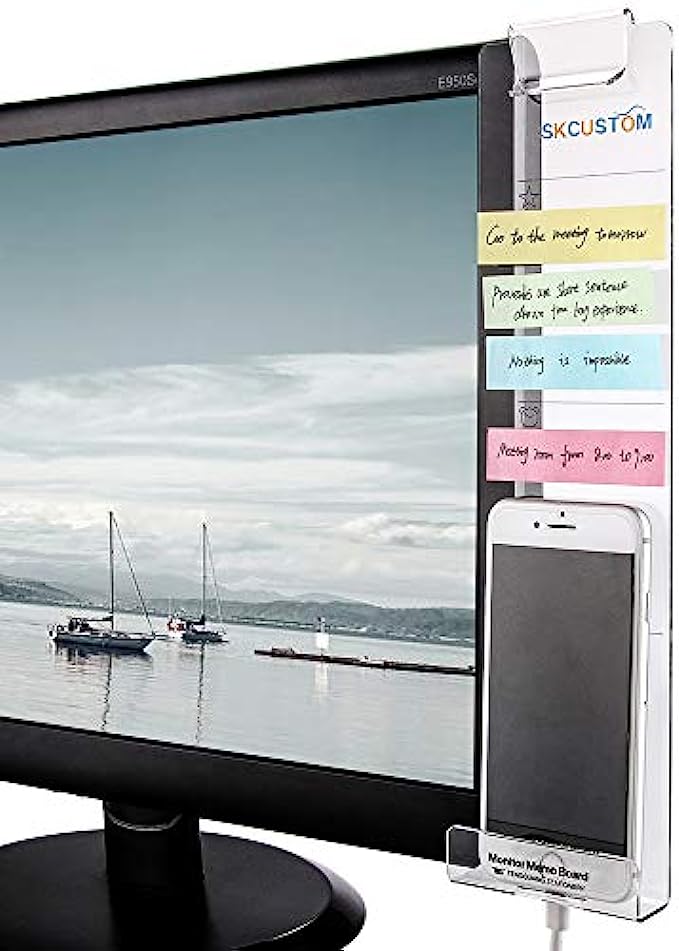 Quadow Monitor Message Board/Computer Monitors Side Panel/Notes Memo Board Message for Monitors,1Set Left &amp; Right with Phone Holder