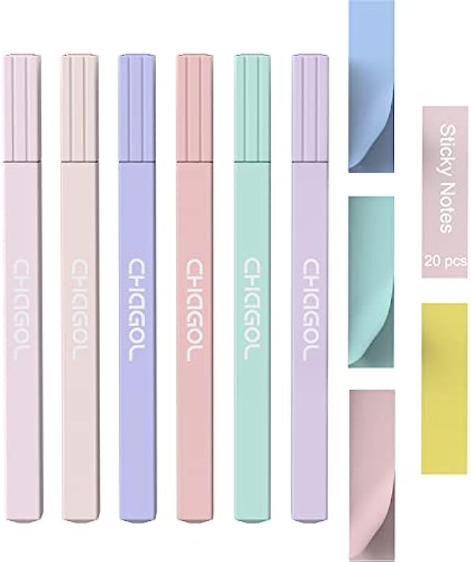 CHAGOL Cute Pastel Bible Highlighters and Pens No Bleed Through, Dry Fast Aesthetic Assorted Mild Colored Markers for Bible Journal Planner Notes School Office Supplies, 6 Pack Youth