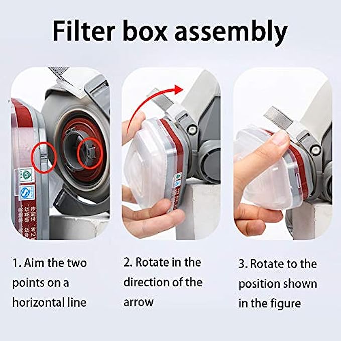 Respirator Mask Reusable Half Face Cover Gas Mask with Safety Glasses, Paint Face Cover Face Shield with Filters for Painting, Organic Vapor, Welding, Polishing, Woodworking and Other Work Protection