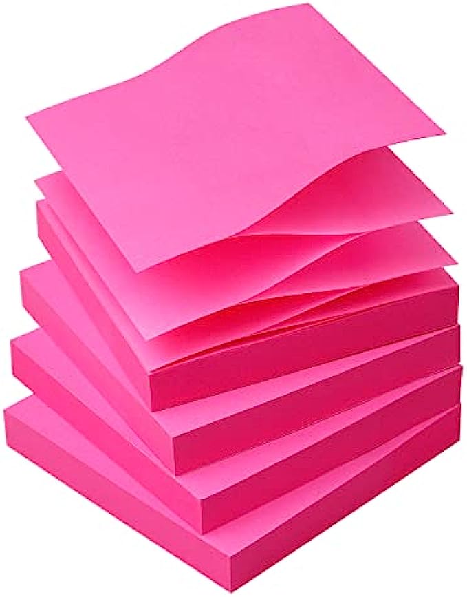 Sticky Notes 3x3 Pop Up Self-Stick Notes Pads with Bright Colors, Easy to Post for Office, Shool, Home, 4 Pads/Pack, 90 Sheets/Pad Rose Red