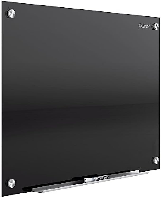 Quartet Glass Whiteboard, Magnetic Dry Erase White Board, 8 x 4, Black Surface, Infinity G9648B