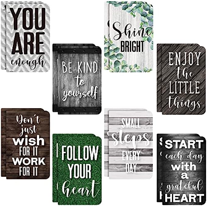16 Pieces Inspirational Notepads Mini Motivational Journal Notebook Small Pocket Notepads Modern Farmhouse Words Notebooks Set for School Office Travel Home Present Supplies, 8 Styles Vintage Style