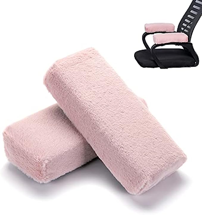 Kakieagle Armrest Pad Memory Foam Chair Armrest Cushion, Comfortable Home Office Game Chair Cushion, Adjustable and Washable Elbow Support Decompression 2 PacksPink