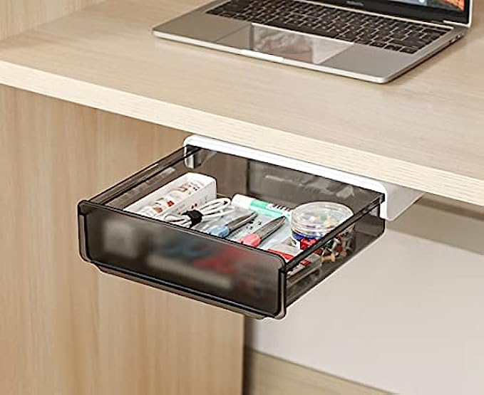 COLINCH Under Desk Storage Drawer, Pencil and Office Supplies Organizer, Suitable for Small Office Desk Black, Large
