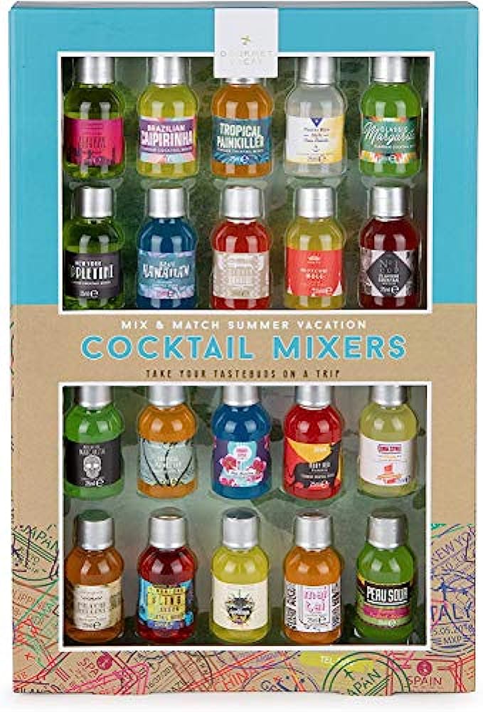 Thoughtfully Cocktails, Mix and Match Mini Sampler Cocktail Mixer Set, Vegan and Vegetarian, Tropical and Classic, Set of 20 Contains NO Alcohol