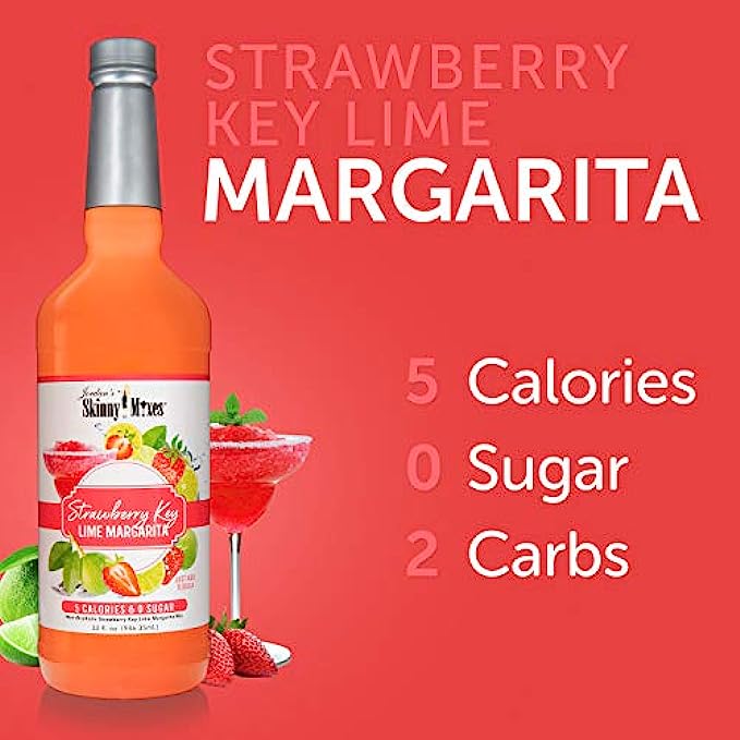 Jordans Skinny Mixes Strawberry Key Lime Margarita, Sugar Free Cocktail Flavoring Mix, 32 Fl Oz