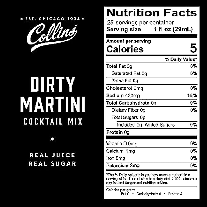 Collins Dirty Martini Kit, Gin Cocktail Mix, Stuffed Gourmet Olives, Drink Picks, Olive Brine Mixer, Set of 3 Bar Accessories for Making Drinks