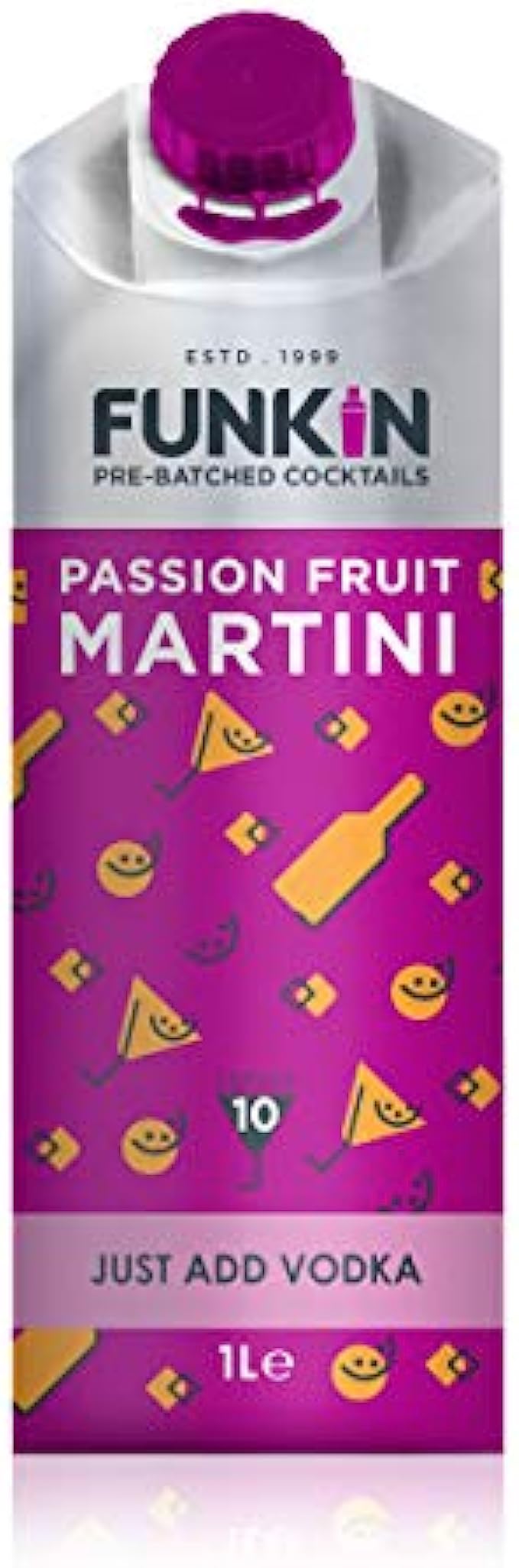 Funkin Passion Fruit Martini Cocktail Mixer 1L 33.81fl oz | Real Fruit Natural Mixer for Cocktails, Drinks, Smoothies | Vegan, Non-GMO, Gluten-Free