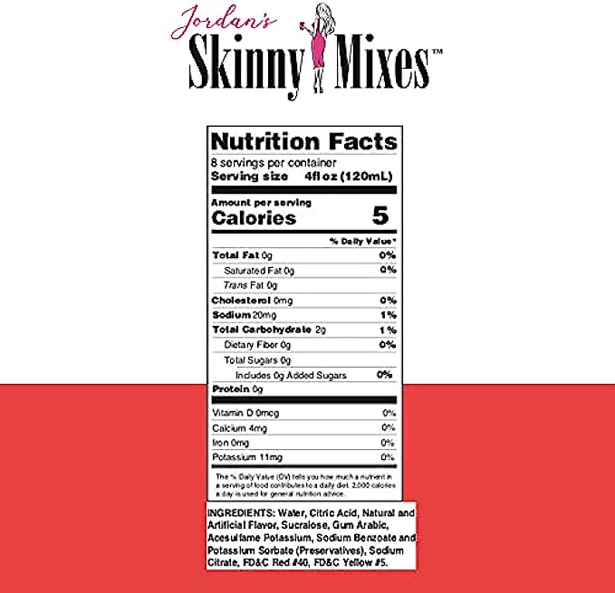 Jordans Skinny Mixes Strawberry Key Lime Margarita, Sugar Free Cocktail Flavoring Mix, 32 Fl Oz