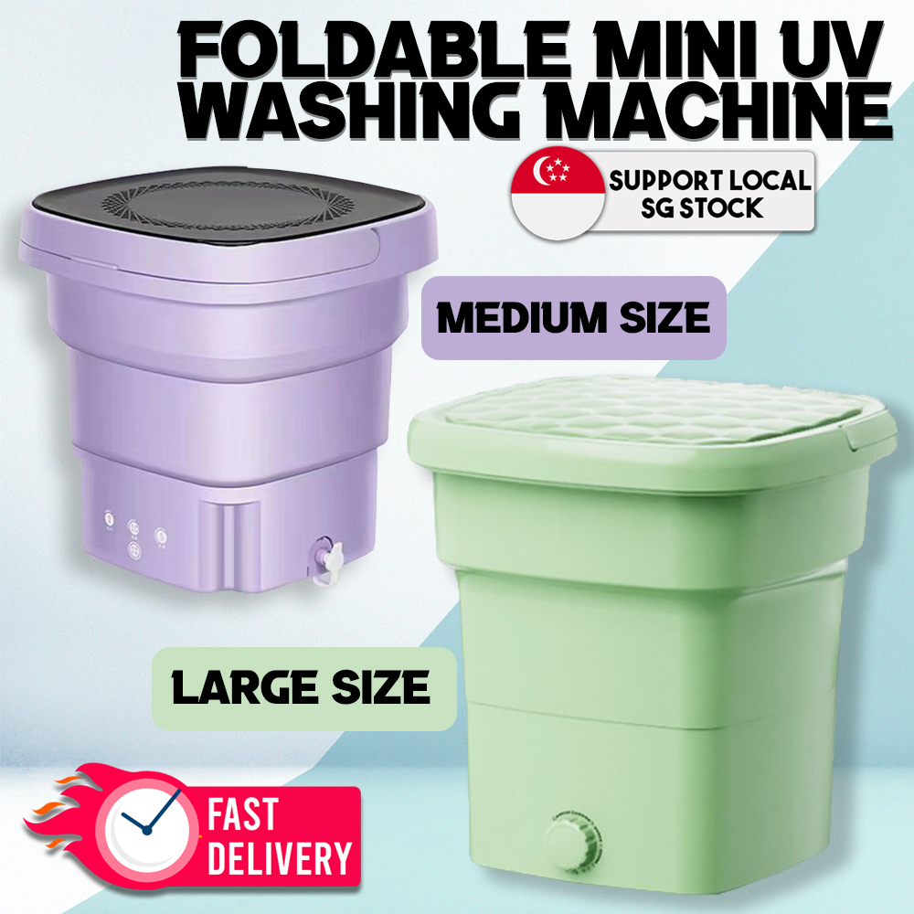 *Local Seller* Portable Mini UVUltra-Violet Sterilisation Washing Machine Foldable Travel Size Drain Basket Included