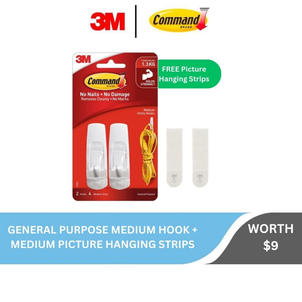 GWP 3M Command™ General Purpose Hook + Medium Picture Hanging Strips