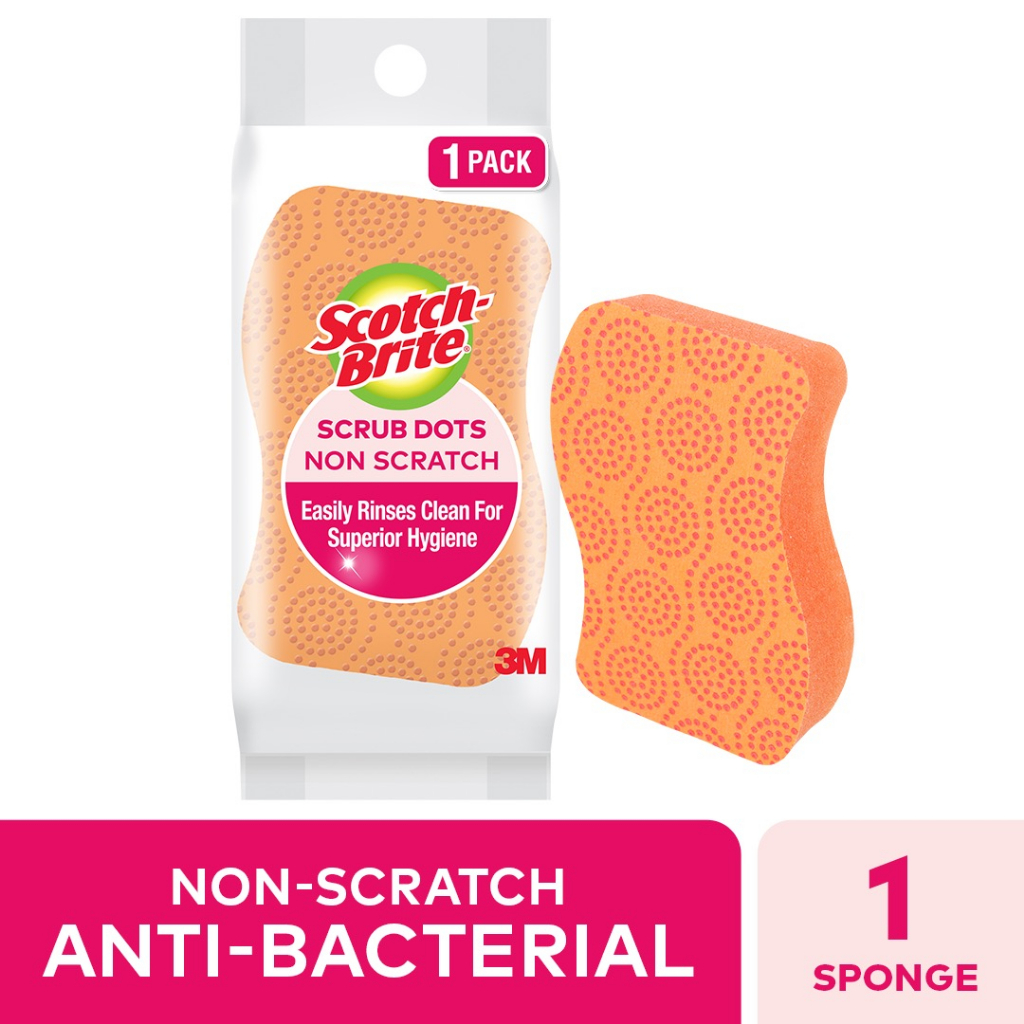 GWP 3M Scotch Brite Scrub Dots Non Scratch Anti Bacterial Scrub Sponges, 1/Pack