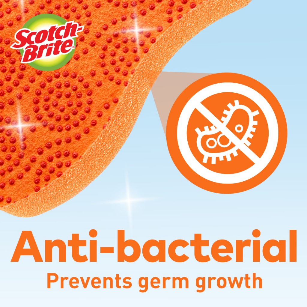 GWP 3M Scotch Brite Scrub Dots Non Scratch Anti Bacterial Scrub Sponges, 1/Pack