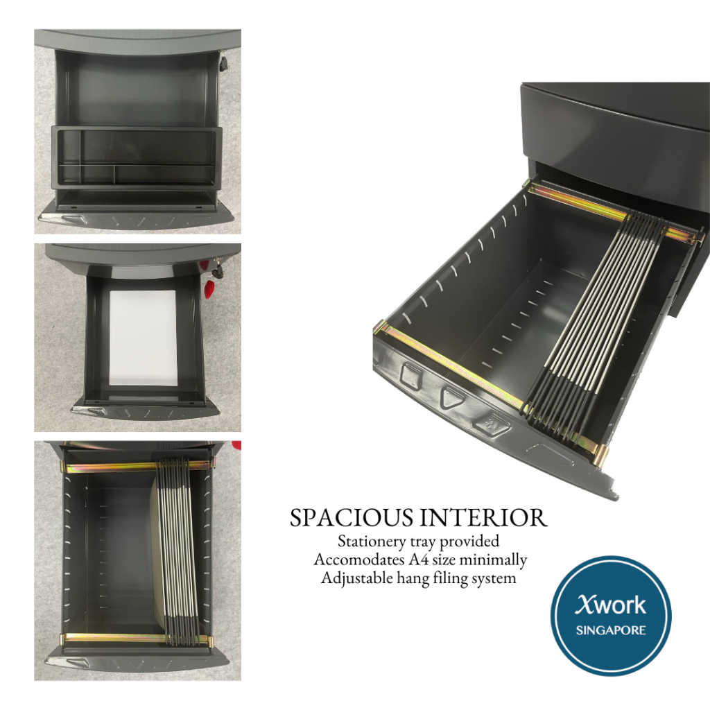 [SG SELLER] Mobile Pedestal 2 Drawer 1 Filing Office Home Cabinet Ready Stocks