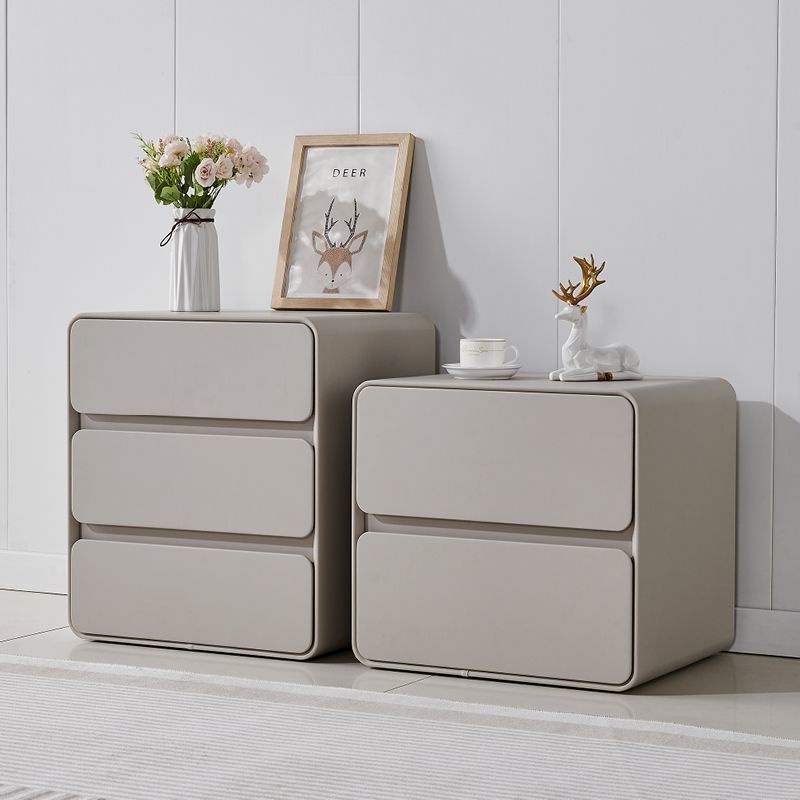 Bedside Table Minimalist Solid Wood Leather Sideboard Bedroom Three Layers No Installation Storage Cabinet BI