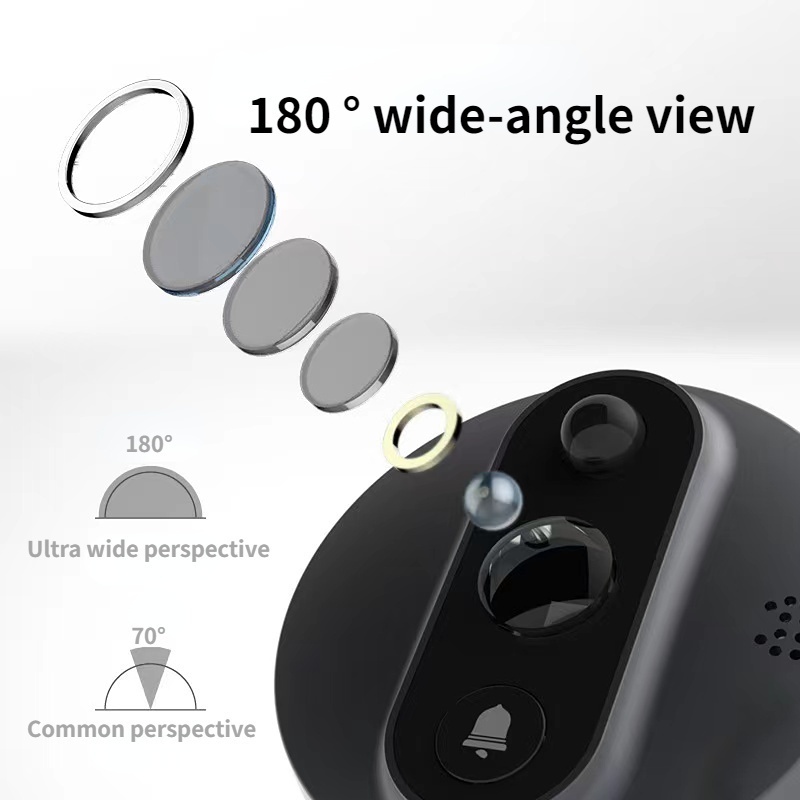Smart Peephole Camera Tuya WiFi Peephole Door Viewer Wifi Doorbell Video Intercom 4.3" Monitor Detection Built-in battery