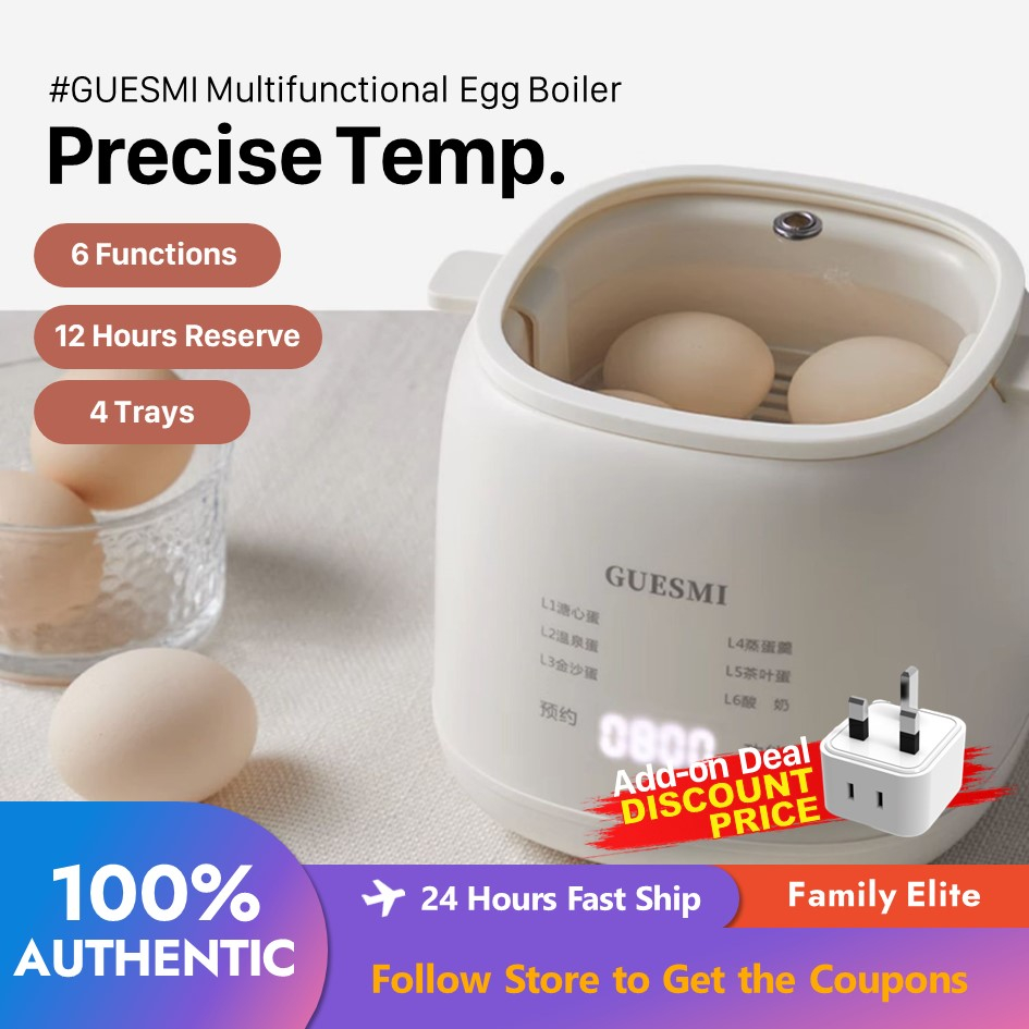 GUESMI Multifunctional Egg Cook 4 Trays Egg Boiler Egg Steamer Make Egg Custard and Yogurt LG-901