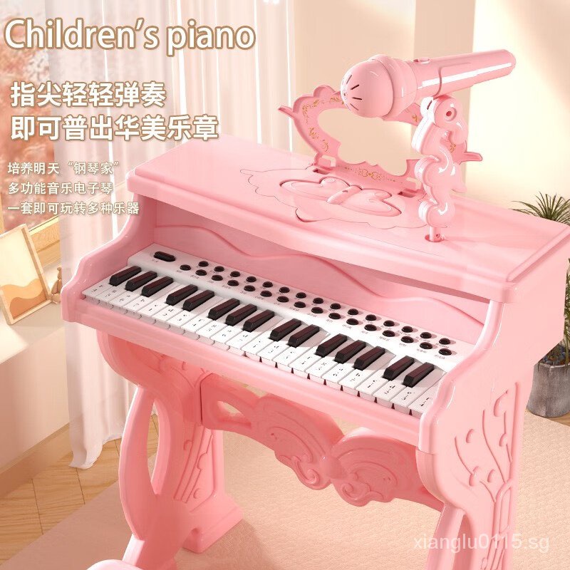 Childrens Piano Electronic Keyboard Childrens Toys Girls Multi-Functional Early Education Toys Little Girls 2-3 Years Old Music Microphone 4-5 Children 6-10 Years Old Birthday Gift
