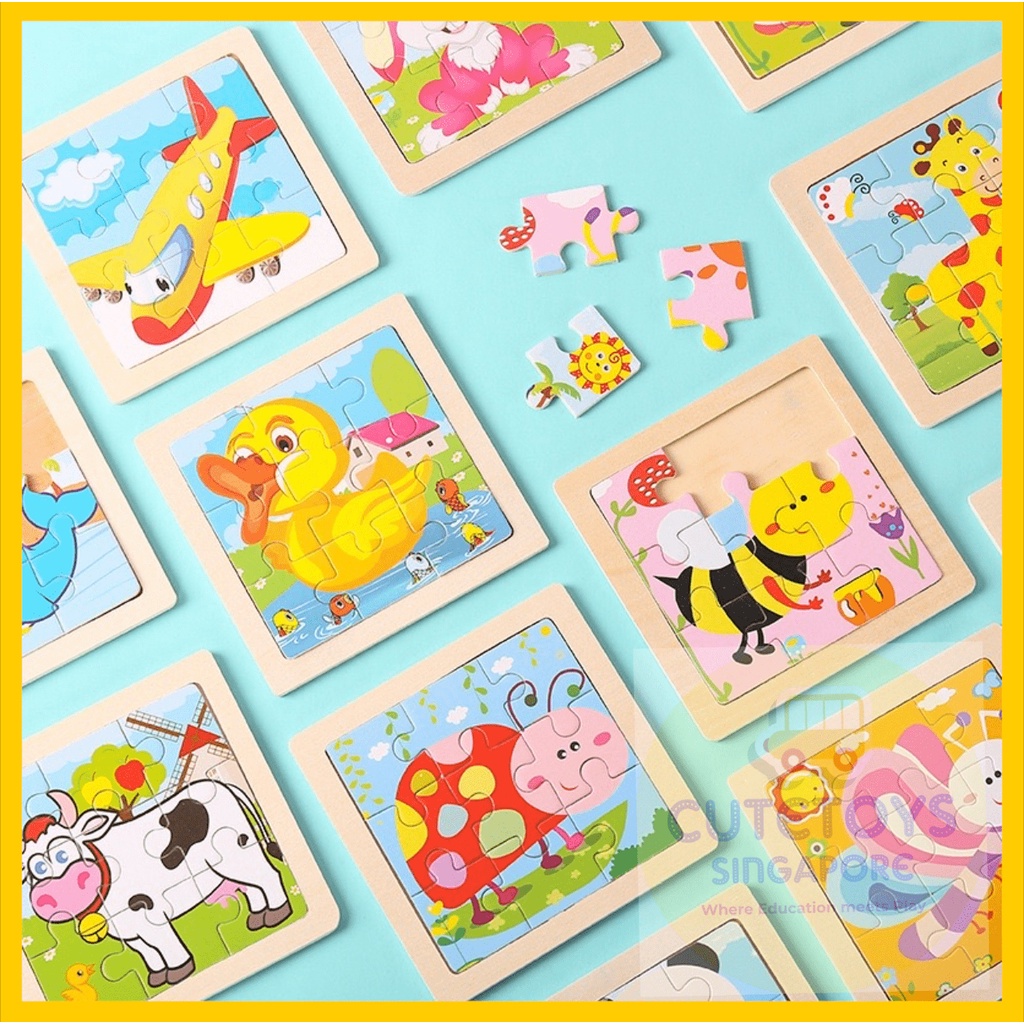 9 Pieces Montessori Childrens Wooden Puzzle Grasp Board