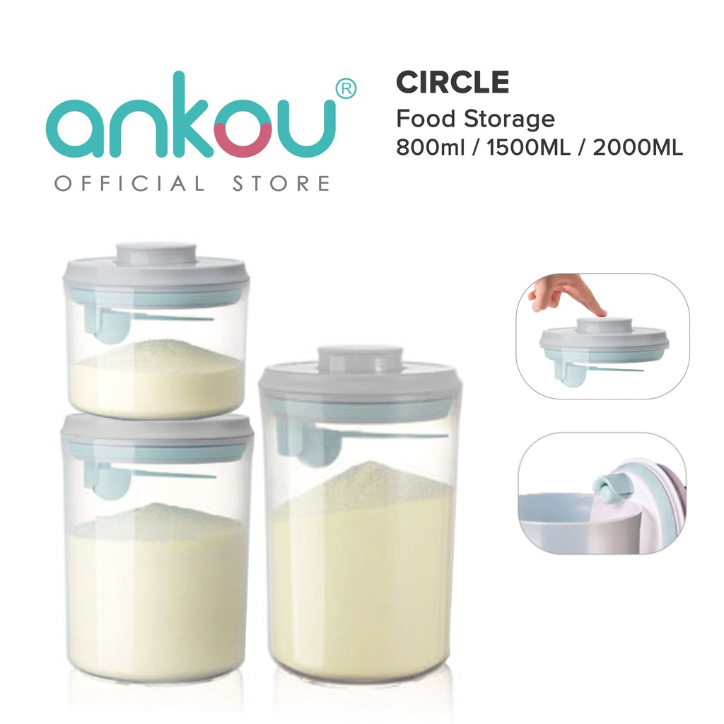 ANKOU AirTight Milk Powder Container - Circle 800ml/ 1500ml/ 2000ml