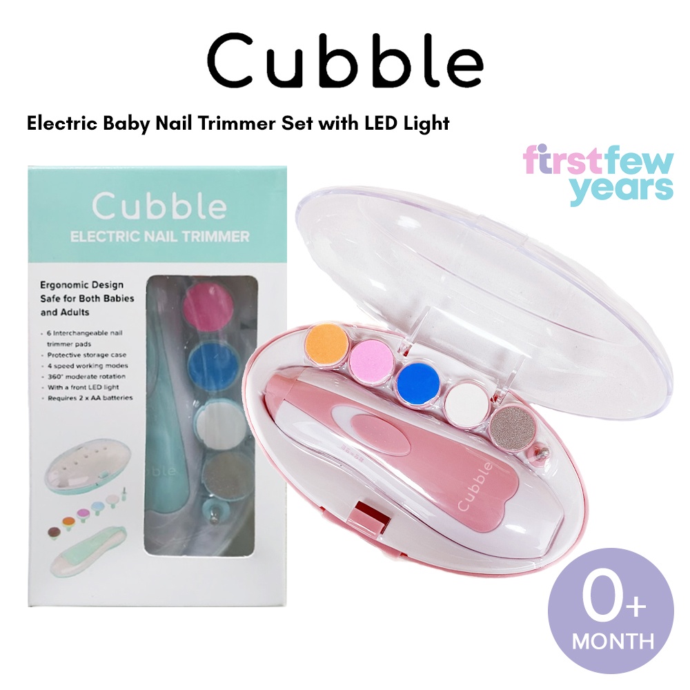 Cubble Electric Baby Nail Trimmer Set with LED Light 2 Colours Suitable from 0 Month+ Nail Care Set