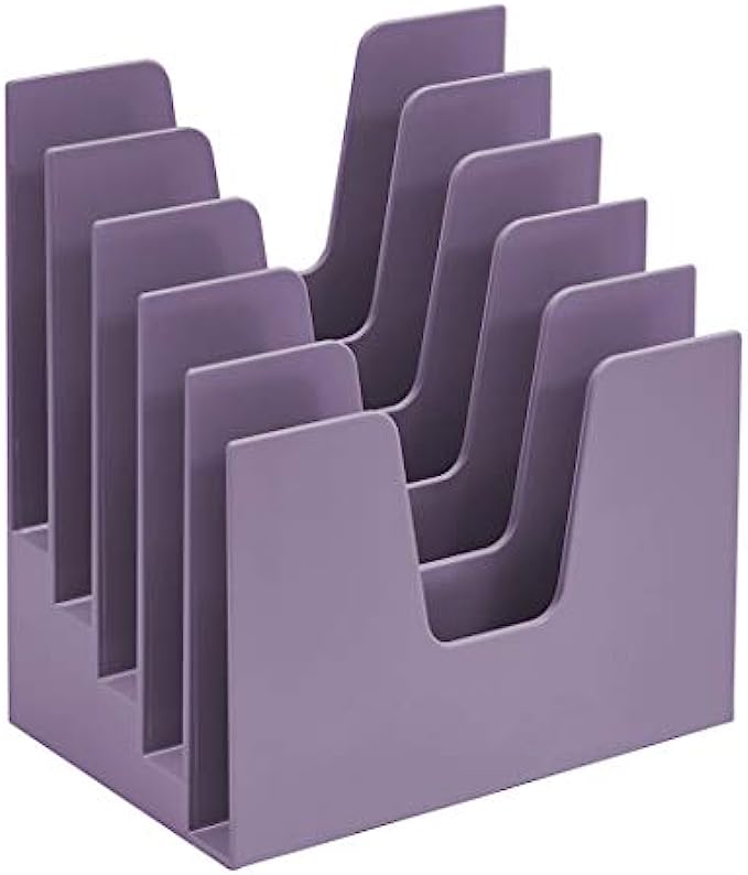 Acrimet Incline Desk File Sorter Step 5 Sections Heavy Duty Solid Purple Color
