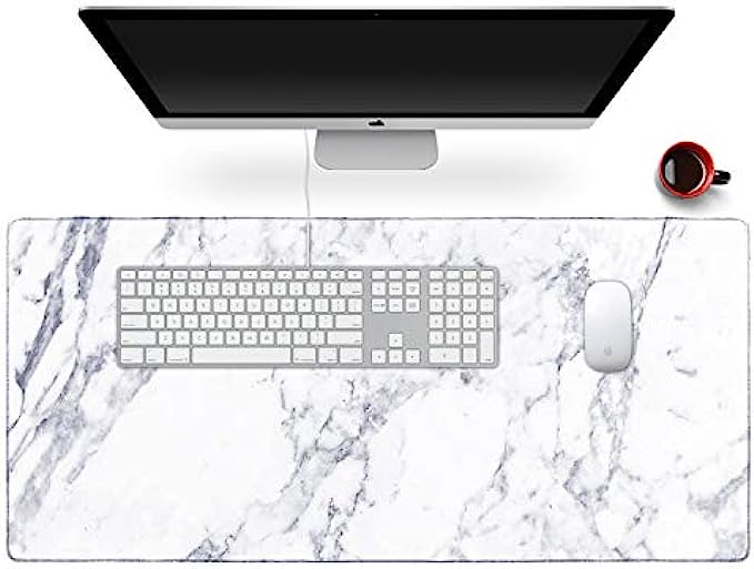 Anyshock Desk Mat, Extended Gaming Cute Mouse Pad 35.4" x 15.7" XXL Laptop Beauty Mousepad with Stitched Edges Non Slip Base, Waterproof Computer Desk Pad for Office, Home, Girls, MenWhite