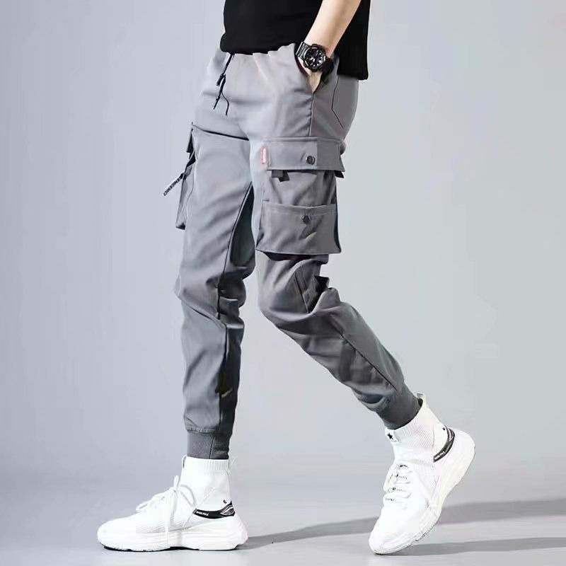 Mens Harem Streetwear Jogger Ribbons Trousers Hip Hop Cargo Pants