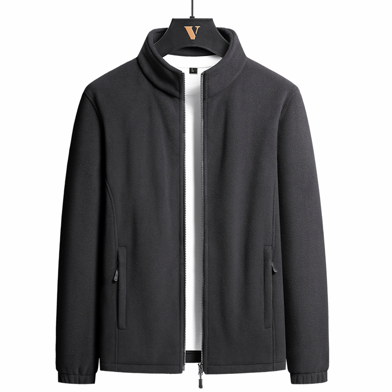 Plus Size M-8XL Mens Autumn Fleece Jacket Oversize Windproof Warm Long Sleeve Versatile Jacket Suitable for Middle-aged Elderly Stand-up Collar Fashion Jacket