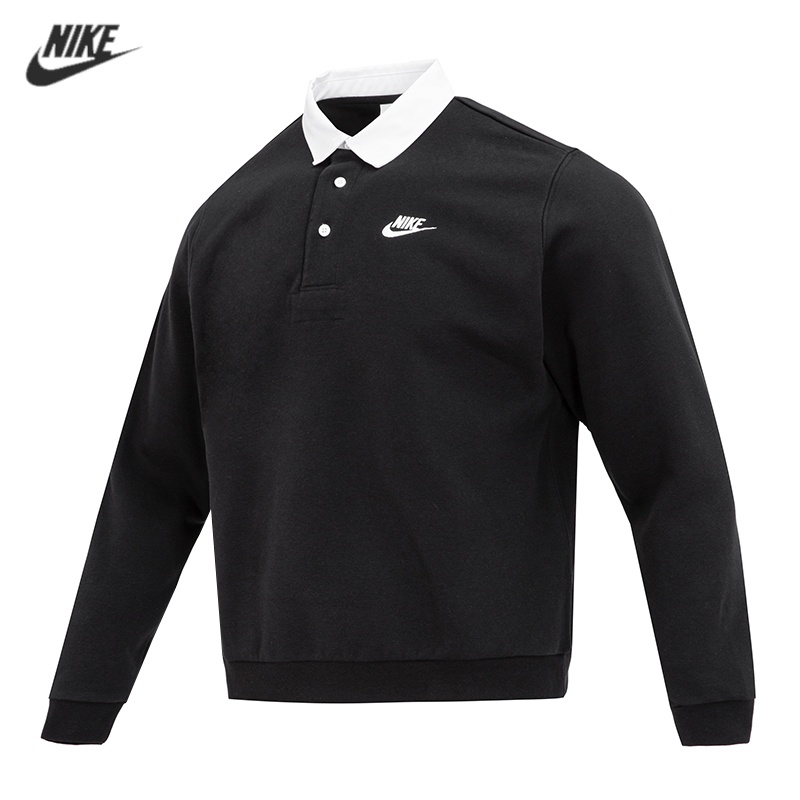 Ready Stock100%Authentic Nike Mens Embroidered Logo Sports Casual Sweatshirt Lapel Knit Polo Shirt Long Sleeve DX0538-063-010