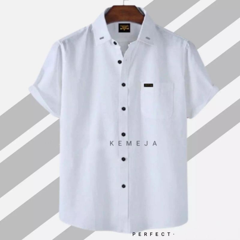 KEMEJA Mens Plain Shirt Short Sleeve Distro Premium Size M To XXXL