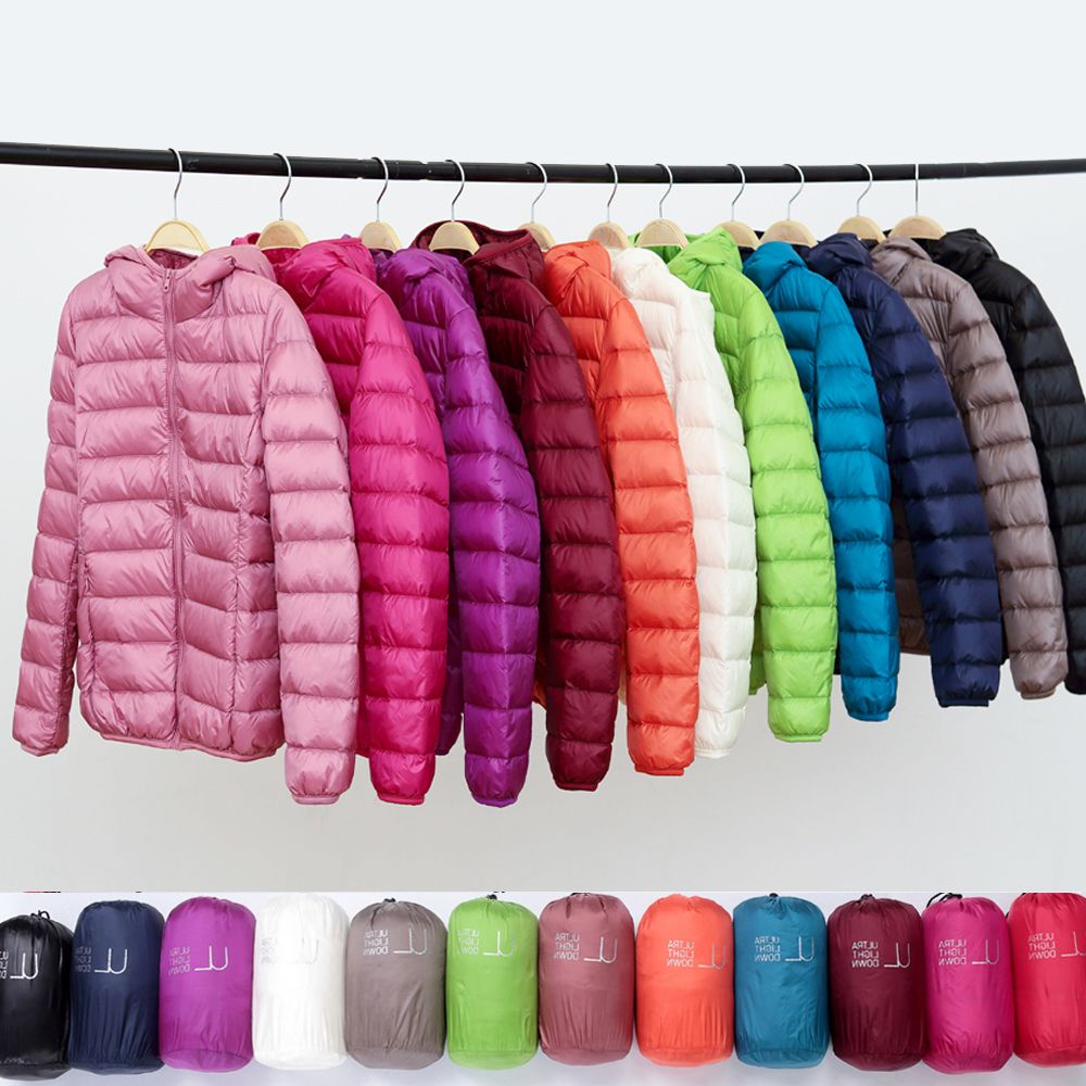 2023 New Autumn and Winter Thin Down Coat Womens Hooded Short Large Slim Fit Womens Down Jacket