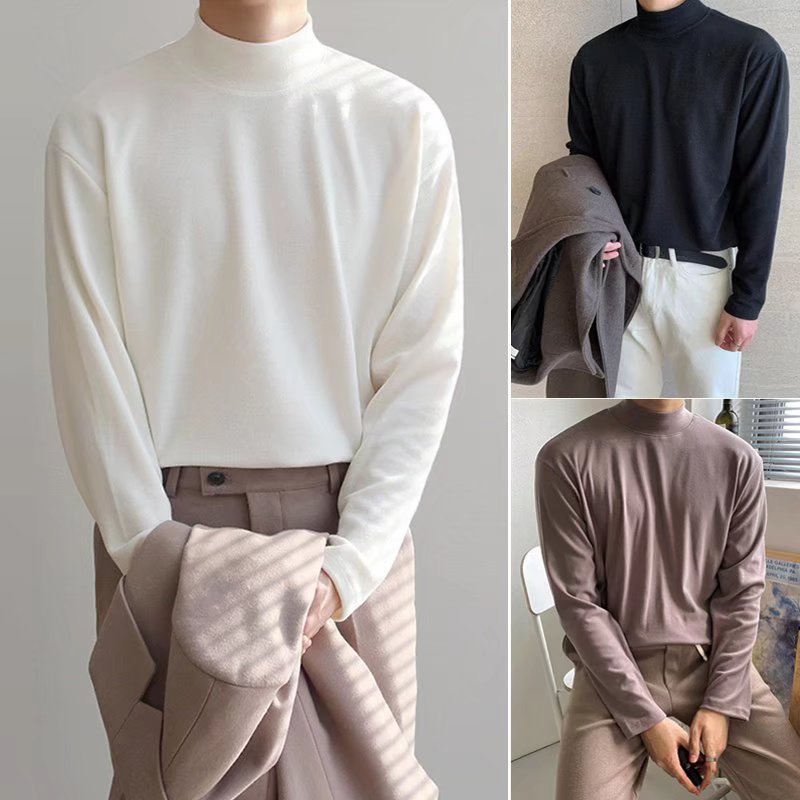Dralon Fabric, HOT Long Sleeve T-Shirt, Handsome Top, Mens Turtleneck Pullover