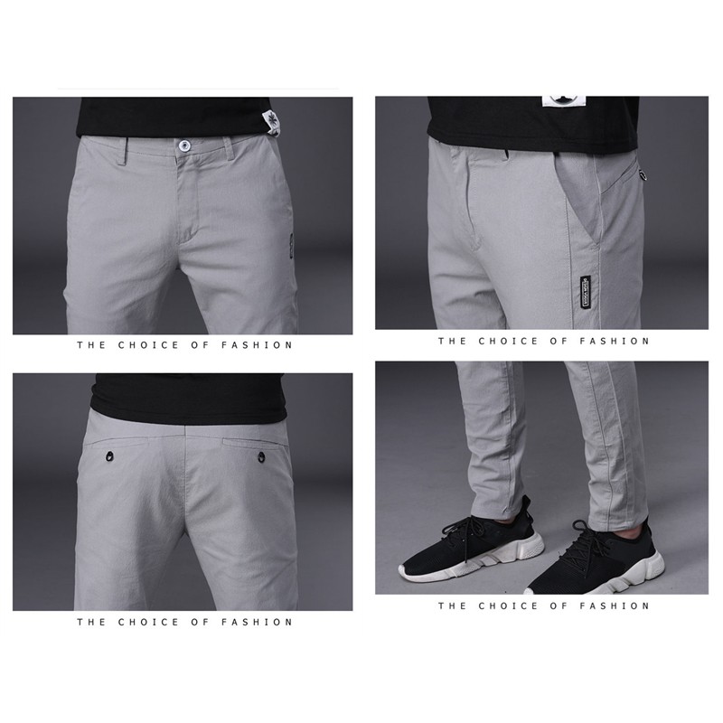 Mens Slimfit korean Pants Ice Silk Breathable Casual Pant Fashion Trousers