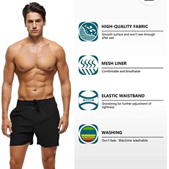 Quick-drying Swimming Shorts Mens Casual Sports Drawstring Shorts Summer Beach water sports surfing wear