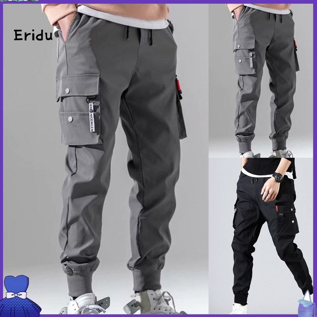 ERIN Mens Wear  2 Colors Men Pants Men Simple Beam Feet Cargo Pants Breathable for Daily Life