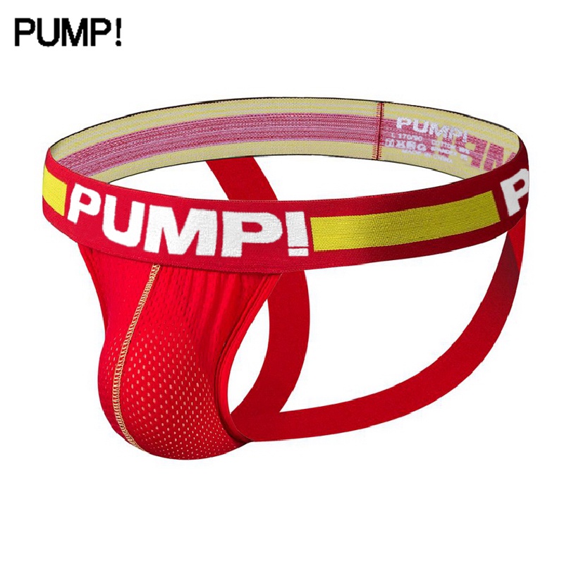 PUMP Sexy Jockstrap Men Underwear Mesh Soft Men Thongs G strings Low waist Gay Bikini Swimwear Sissy Hip lift Underpants