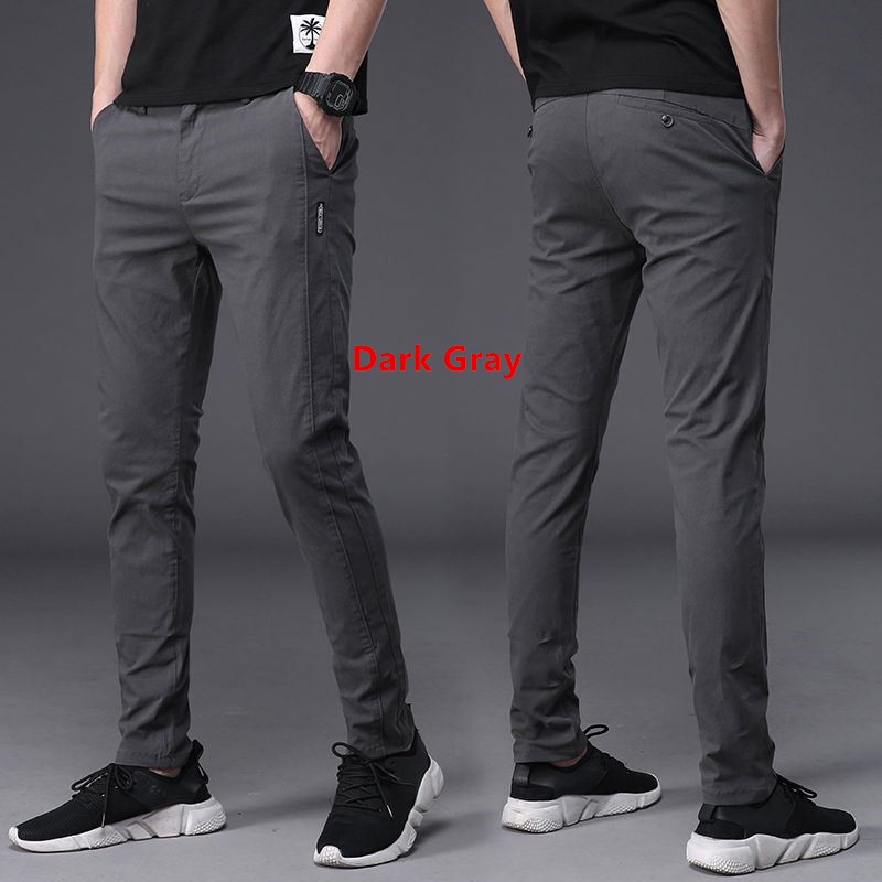 Mens Slimfit korean Pants Ice Silk Breathable Casual Pant Fashion Trousers