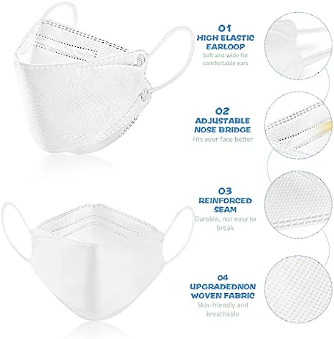 LOGAO60 Packs Individually Packaged of KF94 Disposable Fish Mouth Type Child Safety Four-Layer Protective mask, Kids Disposable Face Masks Comfortable Breathable ,and Protection Rate of 95% ,Suitabl