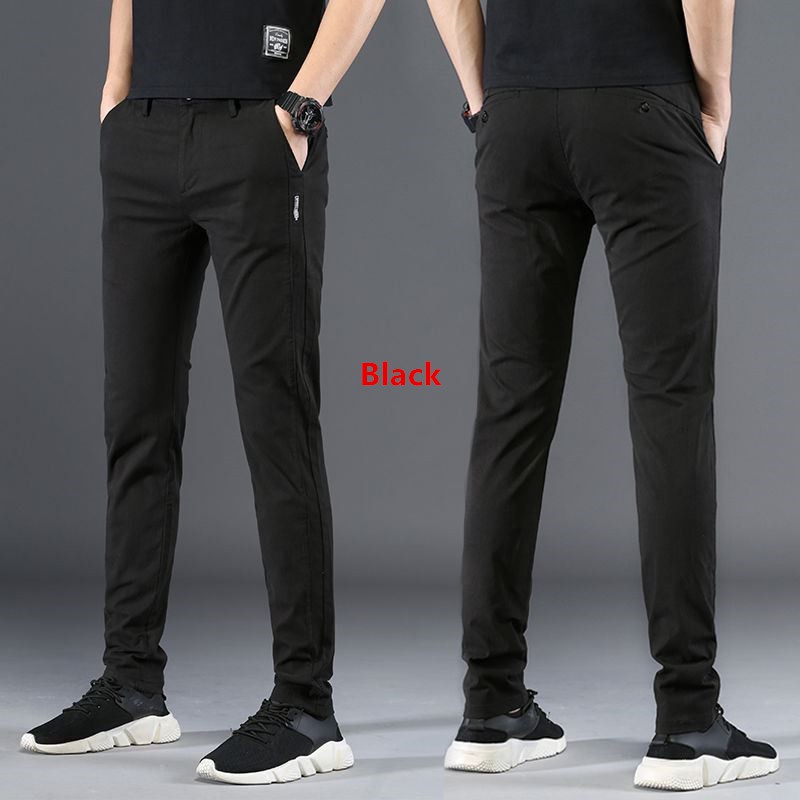 Mens Slimfit korean Pants Ice Silk Breathable Casual Pant Fashion Trousers