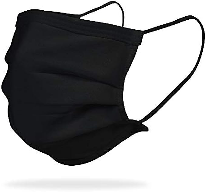 Gildan Adult Reusable 3-Layer Cotton Ear Loop Face Mask 24 Pack, Black 24 Pack, Adult: 6.5" x 7" 4.5" ear loop