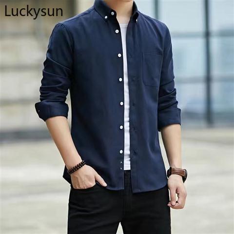 [M-5XL] Men Business Shirt Long Sleeve Formal Shirts Comfortable Breathable Leisure Basic Shirts