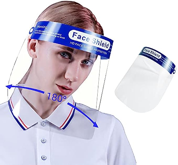 ANDX 10 Pack Safety Clear Face Shield Anti Fog Face Shield for Women &amp; Men Protective Face Shields
