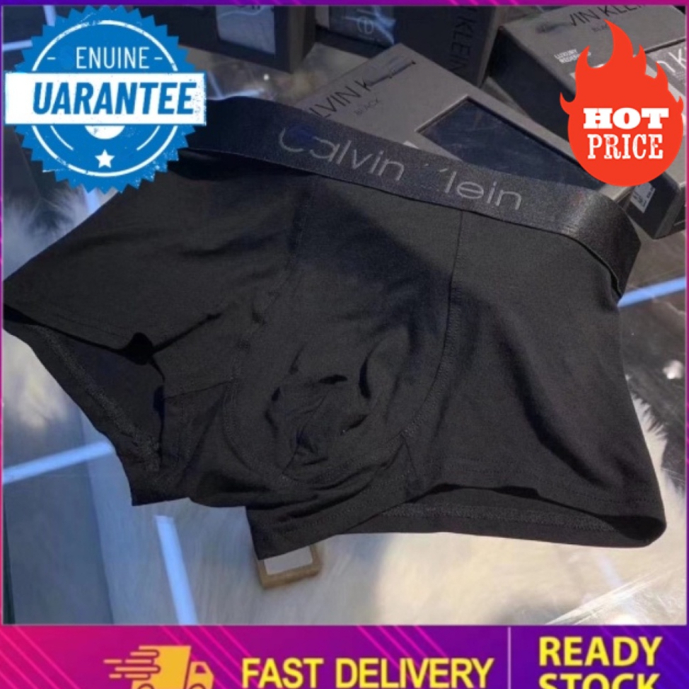 [BOX+3PS] black gift box mens underwear ice silk modal cotton seamless antibacterial plus size boxer shorts ck_underwear