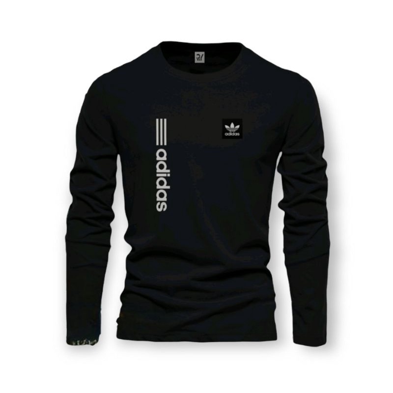 T-shirt Men Women Long Sleeve Addas Block Upright Silver/Premium Distro T-shirt/Cool T-shirt/Mens fashion/T-shirt Long Sleeve tee