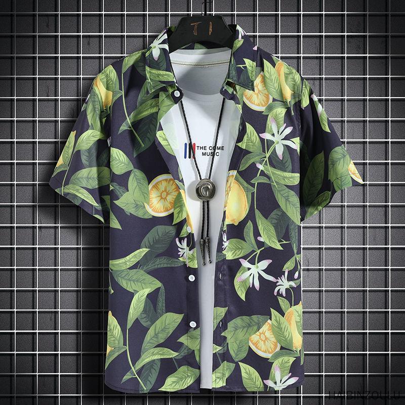 7-color boys short sleeve shirt Hawaiian style beach shirt mens loose quick dry Casual Short Sleeve printed shirt beach quick dry T-shirt fashion trend loose oversized mens and women