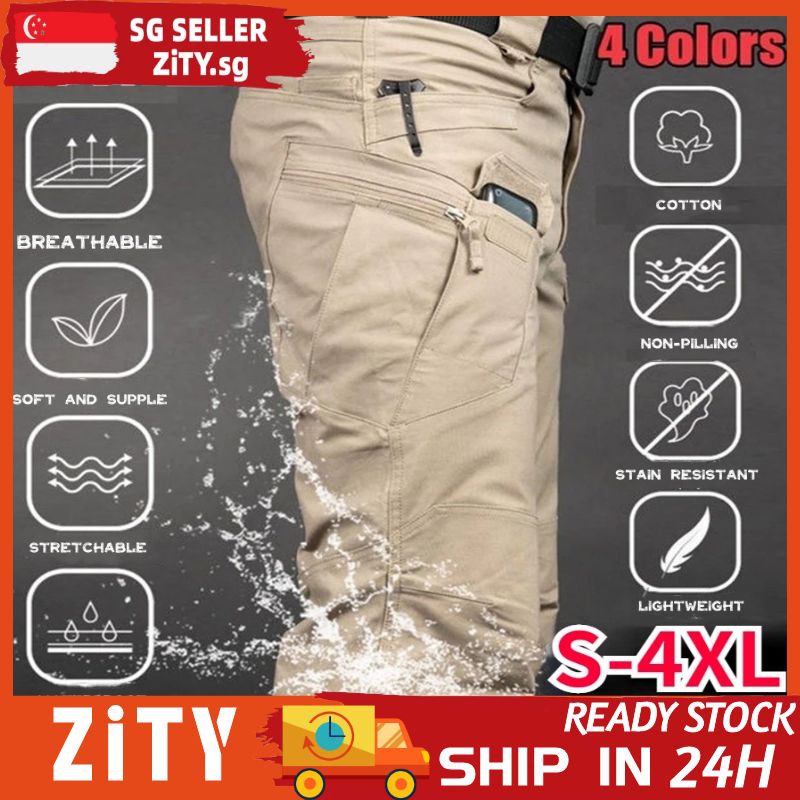 ?ZiTY?IX7 S-4XL Tactical Pants Waterproof Slim Fit Multi Pockets Anti-stain Tactical Black Cargo Pants Men Military Tactical Cargo Pants Outdoor Mens Training Pants